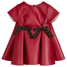 Fendi Baby Girls Red Neoprene Dress For Girl By Fendi Discover More Beautiful Designer Dresses For Kids Online At Girl Red Dress Baby Girl Dress Girl Outfits