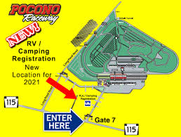 Overview of pocono raceway campground. Nascar Doubleheader Week Schedule