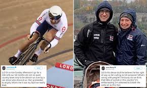 Laura and jason kenny are arguably britain's most successful sporting couple. British Cyclist Jason Kenny Cycling With Young Son Albert And Nearly Dies When Van Drives At Them Daily Mail Online