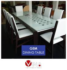 Discover our wide range of modern dining room sets at nfoutlet. Vina International Ltd Gem Is Our Ultra Modern Dining Table With Painted Solid Wood Frame And 8 Mm Glass Top Fixed On Painted Mdf Grooved Top Proudlymadeinnigeria Nigeriafurniture Lagosshowroom Kanoshowroom Abujashowroom