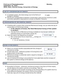 There are two main types of mechanical energy. Sep 16 First Law Of Thermodynamics Studocu