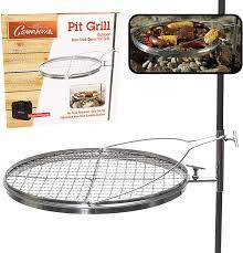 A fire pit is one of those outdoor features that is a functional necessity if you want to bring the indoor living experience outside with you. Amazon Com Campfire Pit Grill Open Fire Swivel Camping Grill With Xl Non Stick Grilling Surface And Carrying Bag Great For 4th Of July Sports Outdoors
