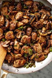 Delicious Garlic Mushroom Chicken Bites Cafe Delites In 2020 Chicken Bites Mushroom Chicken Chicken Mushroom Recipes
