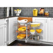 Pull out cabinet organizers will give your kitchen the update it needs in no time. Rev A Shelf 15 In Corner Cabinet Pull Out Chrome 3 Tier Wire Basket Organizer With Soft Close Slides 5psp3 15sc Cr The Home Depot