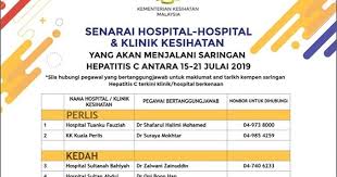 1 jalan presint 9e, putrajaya poliklinik komuniti tanglin, jalan cenderasari , kl klinik kesihatan cheras baru, jalan 16, kg cheras baru off jln kuari, kl klinik. Senarai Penuh Klinik Kesihatan Dan Hospital Kerajaan Untuk Saringan Hepatitis C Layanlah Berita Terkini Tips Berguna Maklumat