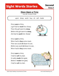 Once Upon A Time Second Sight Words Reading Comprehension Worksheet Reading Comprehension Worksheets Sight Word Reading Reading Comprehension