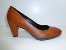 ecco size 6 to 6 5 eur 37 shape 55 brown leather heels pumps