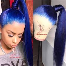 Pictures below will make you ditch the normal hair colors for all sorts of fabulous blue shades. Shop Brazilian Virgin Human Hair Blue Lace Front Wig 130 Density Top Quality Blue Hair Glueless Lace Wig Online From Best Lace Front Wigs On Jd Com Global Site Joybuy Com