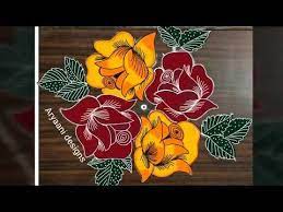 Latest Beautiful Roses Rangoli 7 To 3 Dots Small Newyear Special Kolam Apart Simple Rangoli Border Designs Rangoli Border Designs Flower Pattern Design
