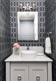 Black And White Tile Powder Room Here S A Powder Bath With A Custom Vanity Cabinet That Needed To Incorporate Some Storage Be Bathroom Design Guide Custom Vanity Cabinets Powder Room Wallpaper