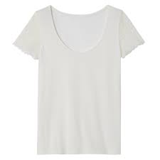 46/48 50/52 54/56 + ajouter ma taille. T Shirt Femme Col V Dentelle Blanc Made In France Lemahieu