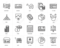 set of 20 icons such as presentation pie chart cit card cart