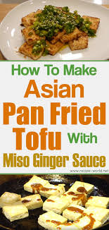Asian Pan Fried Tofu With Miso Ginger Sauce Pan Fried Tofu Fried Tofu Ginger Sauce