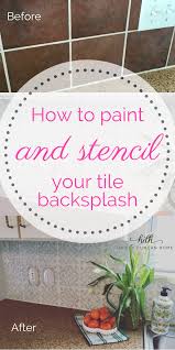 Your kitchen makeover is now black and white and beautiful! How To Paint And Stencil A Tile Backsplash