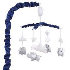 Navy Blue Digital Musical Crib Mobile With Elephants Clouds Stars By The Peanut Shell Baby Boy Nursery Decor Walmart Com