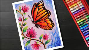 Butterfly and flower drawing simple. How To Draw Easy Butterfly And Flower Scenery Drawing And Painting Youtube
