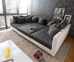 Delife Eu Wohnlandschaft Clovis Xxl 300x185 Weiss Schwarz Hocker Trendy Living Rooms Big Sofas Couches Living Room