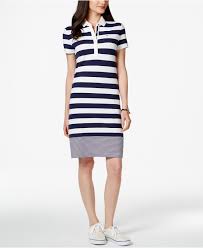 Tommy Hilfiger Miranda Short Sleeve Striped Polo Dress Reviews Dresses Women Macy S Polo Dress Polo Dress Women Fashion Outfits