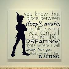 Peter Pan Neverland Quote 20x20 Canvas Painting Jm Barrie Place Between Sleep Quote Neverland Quotes Quotes Inspirational Quotes
