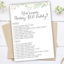 Who Knows Mummy Daddy Baby Shower Game Couple Baby Shower Activities Who Knows The Parents T Daddy Baby Shower Baby Shower Activities Baby Shower Games