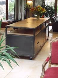 Ilot De Cuisine Bois Metal Sur Mesure Micheli Design Cuisine Bois Meuble Rangement Cuisine Meuble Cuisine