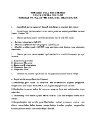 Check spelling or type a new query. Soal Tes Calon Kepsek Prediksi Soal Tes Seleksi Docx