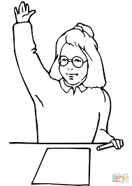 Dibujo De Chica De Escuela Levantando La Mano Para Colorear Dibujos Para Colorear Imprimir Gratis