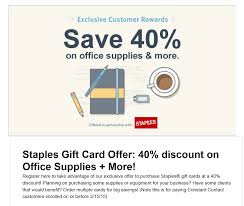 For these orders, we accept payment via cash, gift card, check, and credit and debit cards at the register. Staples Gift Card Promotion At Constant Contact Country Hill Casa