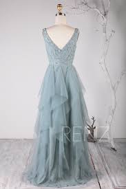 Formal Dress Long Dusty Blue Evening Gown Bridesmaid Dress Etsy Formal Dresses Long Lace Bridesmaid Dresses Blue Evening Gowns