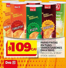 Estas papas técnicamente no se fríen, sino que van horneadas, lo que las hace aún más saludables (y perfectas). Oferta Papas Fritas En Tubo Varios Sabores Dia X 150 G En Supermercados Dia