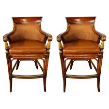 Several factors have to be considered when buying bar stools. Ethan Allen Faux Bamboo Rattan And Leather Seat Bar Stools A Pair For Sale At 1stdibs