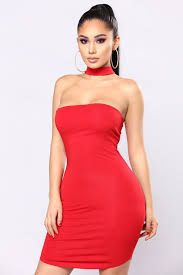 Available In Black Mustard And Red Tube Dress Choker Neck Mini Dress Red Tube Dress Red Dress Short Red Dress