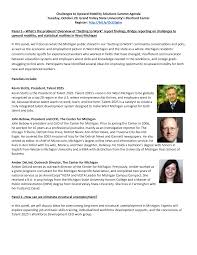 Challenges to Upward Mobility Solutions Summit Agenda Tuesday, October 20,  Grand Valley State University's Eberhard Center Reg