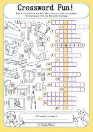 Look At The Pictures And Write Their Names In Order To Complete The Crossword Then Find The Sec English Classroom Back To School Worksheets School Worksheets