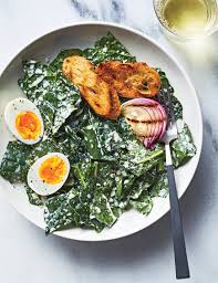 Creamy Kale Caesar Salad With Soft Boiled Eggs We Leave Out The Anchovies For A Kid Friendly Take On Class Kale Caesar Salad Kale Salad Recipes Salad Recipes