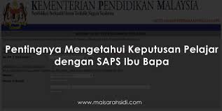 Berikut dikongsikan maklumat penting berkaitan saps online semakan slip peperiksaan tahun 2020 yang memaparkan langkah/ cara semakan, aplikasi semakan dan tarikh. Pentingnya Mengetahui Keputusan Peperiksaan Pelajar Dengan Saps Ibu Bapa