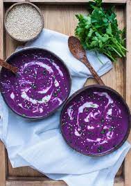 Purple Sweet Potato Soup Purple Sweet Potatoes Sweet Potato Soup Purple Potato Recipes