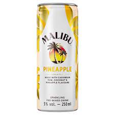 Caribbean rum with coconut and fruit flavours. Malibu Coconut Rum Pineapple 250ml Can Tesco Groceries