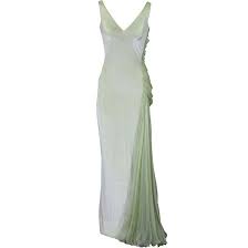 Versace Couture Seafoam Green Velvet And Chiffon Goddess Gown Velvet Evening Dress Green Chiffon Dress Green Evening Gowns