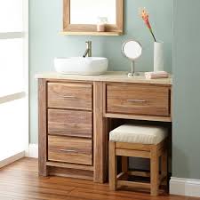 Drawers store your makeup, brushes, and other beauty supplies. 48 Venica Teak Vessel Sink Vanity With Makeup Area Whitewash Vessel Sink Vanity Bathroom Bathroom Furniture