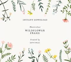 Many small frame border graphics can be used as picture frames or to ake small labels and gift tags. Wildflower Watercolor Floral Border Frame Clipart Flowers Etsy