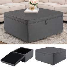 Maybe you would like to learn more about one of these? Grey Large Linen Storage Ottoman Pouffe Seat Foot Stool Storage Box Coffee Table Ebay