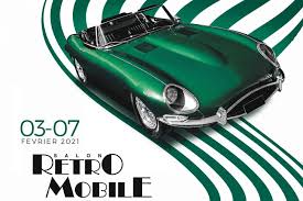 Le Salon Retromobile Devoile L Affiche De La 46e Edition Du 3 Au 7 Fevrier 2021 En 2020 Jaguar Type E Roadster Jaguar