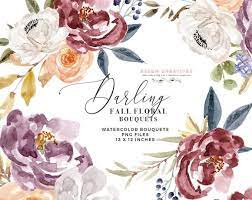 Fall Watercolor Flowers Clipart Boho Chic Floral Wreaths Geometric Frames Burgundy Navy Flowers Png Peony Wedding Clip Art Fall Clipart Watercolor Flowers Fall Watercolor Flower Clipart