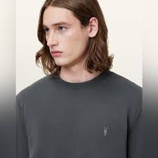 All Saints RAVEN CREW NECK RAMSKULL SWEATSHIRT CARTER GRAY SIZE XXL