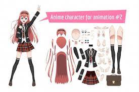 anime mangschoolgirl in red tartan skirt stockings and schoolbag cartoon character in japanese style anime skirts red tartan skirt anime