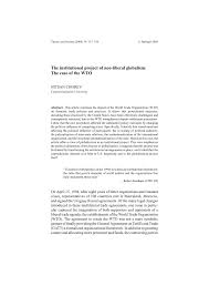 Pdf The Institutional Project Of Neo Liberal Globalism The Case Of The Wto