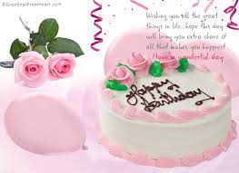 Happy birthday message with flowers and cake. Happy Birthday Cake N Wishes