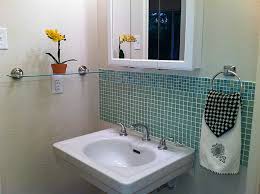pedestal sink, backsplash bathroom sink