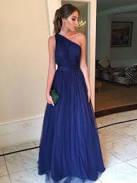 Cheap Navy Blue One Shoulder Long Evening Prom Dresses Bw0603 Promdress Prom Promdresses Tulle Bridesmaid Dress Navy Prom Dresses Evening Dresses Long
